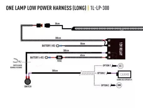 Καλωδίωση ενός προβολέα (Low Power, 12V) - Μακριά 