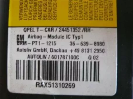 OPAS0503642 Opel Astra 2004-2010 | Αερόσακος Ουρανού Δεξιός 