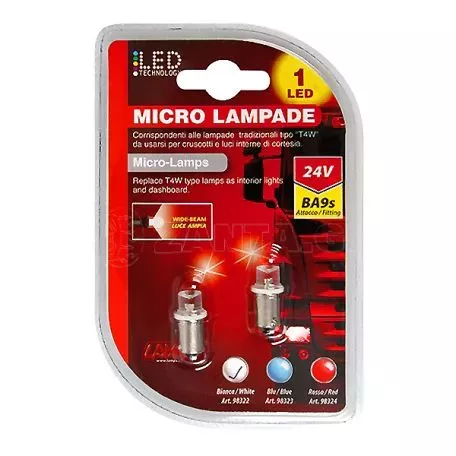 Lampa T4W 24V BA9s 1LED ΛΕΥΚΟ (ΜΠΑΓΙΟΝΕΤ) 2ΤΕΜ. (ΣΕ BLISTER) L9832.2 