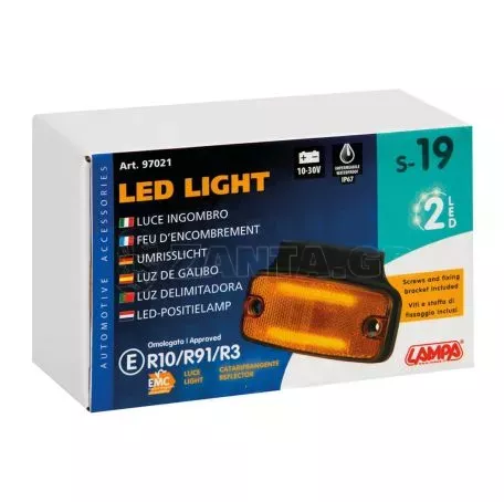 Lampa ΦΩΣ ΟΓΚΟΥ S19 4 LED ΠΟΡΤΟΚΑΛΙ 10/30V ΜΕ ΑΝΑΚΛΑΣΤΗΡΑ 114x54 mm 1ΤΕΜ. L9702.1 