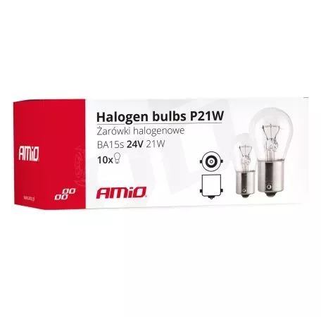 AMIO P21W 24V 21W BA15s ΜΟΝΟΠΟΛΙΚΟ ΑΛΟΓΟΝΟΥ ΚΟΥΤΙ 10ΤΕΜ. 01006/AM 