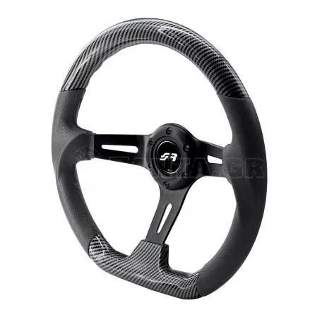 Simoni Racing ΤΙΜΟΝΙ GIAU CARBON LOOK ΤΡΙΑΚΤΙΝΟ ΜΑΥΡΟ ΔΙΑΜΕΤΡΟΣ 350mm ΠΑΧΟΣ 70mm SIMONI RACING  - 1 τεμ. SRGIAU 