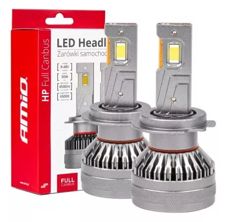 AMIO ΛΑΜΠΕΣ H7 9>48V 6.500K 4.500lm 50W HP SERIES LED CAN-BUS ΜΕ ΨΥΚΤΡΑ AMIO - 2 Τεμ. 03674/AM 