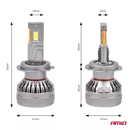 AMIO ΛΑΜΠΕΣ H7 9>48V 6.500K 4.500lm 50W HP SERIES LED CAN-BUS ΜΕ ΨΥΚΤΡΑ AMIO - 2 Τεμ. 03674/AM 