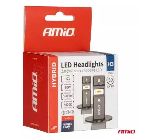 AMIO ΛΑΜΠΕΣ LED H3 12V 60W 6.000K 5.600lm +400% LED CAN-BUS HYBRID SERIES AMIO - 2 ΤΕΜ. 04113/AM 