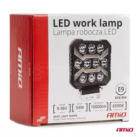 AMIO ΠΡΟΒΟΛΕΑΣ ΕΡΓΑΣΙΑΣ ΤΕΤΡΑΓΩΝΟΣ LED 54W 9-36V 10.000lm 6.500K 110x110x38mm AWL68 AMIO - 1 ΤΕΜ. 04209/AM 