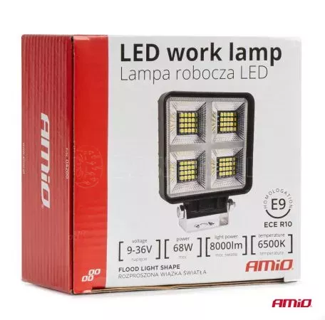 AMIO ΠΡΟΒΟΛΕΑΣ ΕΡΓΑΣΙΑΣ ΤΕΤΡΑΓΩΝΟΣ LED 68W 9-36V 8.000lm 6.500K AWL59 AMIO - 1 ΤΕΜ. 04200/AM 