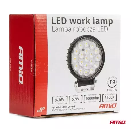 AMIO ΠΡΟΒΟΛΕΑΣ ΕΡΓΑΣΙΑΣ ΣΤΡΟΓΓΥΛΟΣ LED 57W 9-36V 10.000lm 6.500K AWL65 AMIO - 1 ΤΕΜ. 04206/AM 