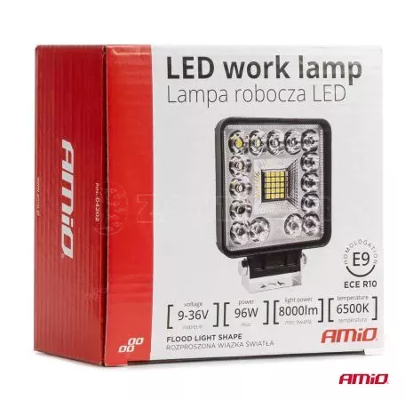 AMIO ΠΡΟΒΟΛΕΑΣ ΕΡΓΑΣΙΑΣ ΤΕΤΡΑΓΩΝΟΣ LED 96W 9-36V 8.000lm 6.500K AWL61 AMIO - 1 ΤΕΜ. 04202/AM 