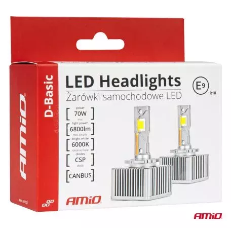 AMIO ΛΑΜΠΕΣ LED D3S/D8R 12V 6.000K 6800lm CAN-BUS D-BASIC SERIES AMIO - 2 Τεμ. 03628/AM 