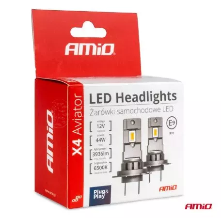 AMIO ΛΑΜΠΕΣ LED  H7 12V 44W 6.500K 3.936lm CSP X4 SERIES AVIATOR PLUG & PLAY ΑΜΙΟ - 2 ΤΕΜ. 03764/AM 