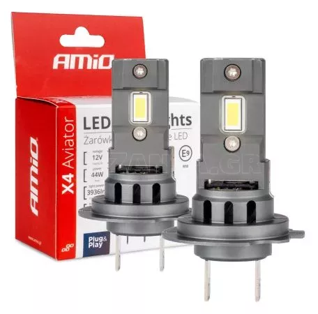 AMIO ΛΑΜΠΕΣ LED  H7 12V 44W 6.500K 3.936lm CSP X4 SERIES AVIATOR PLUG & PLAY ΑΜΙΟ - 2 ΤΕΜ. 03764/AM 