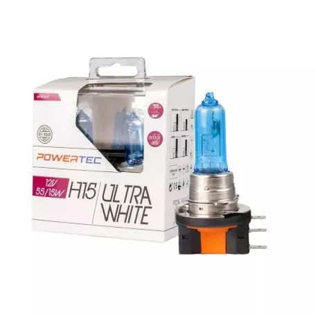 M-tech ΛΑΜΠΕΣ H15 12V 55/15W POWERTEC ULTRA WHITE (up to 5.000k)mTECH - 2 Τεμ. PTZUWH15-DUO/MT 