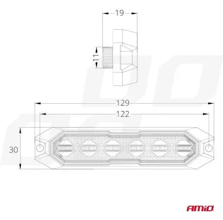 AMIO ΣΤΡΟΜΠΟ 12/24V 6xSMD LED 18W (6x3W) R65 R10 IP68 IP6K9K 122x30mm ΑΜΙΟ - 1 ΤΕΜ. 03930/AM 