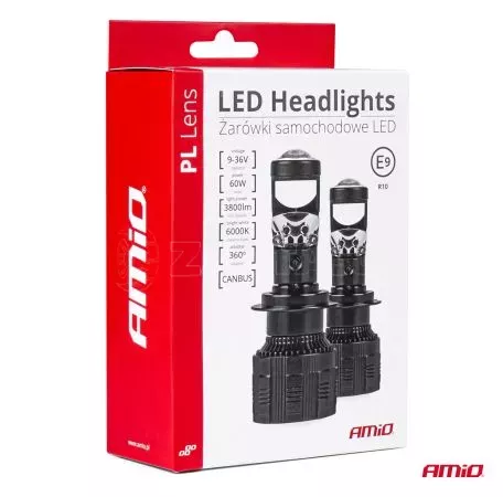 AMIO ΛΑΜΠΕΣ H4 PL-LENS SERIES 9>36V 60W 5.000K 3.800lm LED 2x4575 SMD CAN-BUS ΜΕ ΠΡΟΤΖΕΚΤΟΡΑ AMIO - 1 Τεμ. 03667/AM 