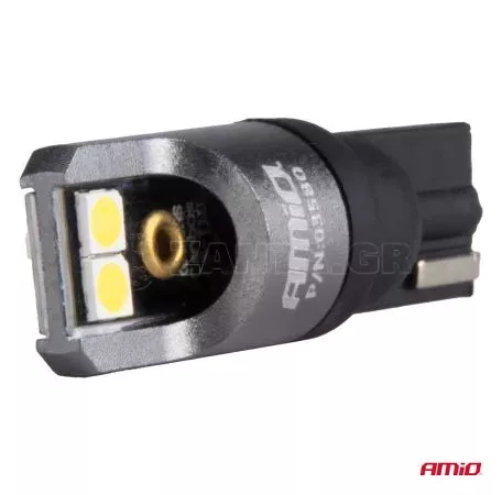 AMIO ΛΑΜΠΑΚΙΑ T10 W5W 12/24V 6.000K 4xSMD LED FULL CAN-BUS ΛΕΥΚΟ 3030 PRO SERIES AMIO - 2 Τεμ. 03580/AM 