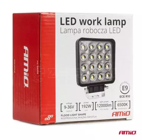 AMIO ΠΡΟΒΟΛΕΑΣ ΕΡΓΑΣΙΑΣ ΤΕΤΡΑΓΩΝΟΣ LED 192W 9-36V 12.000lm 6.500K AWL64 AMIO - 1 ΤΕΜ. 04205/AM 