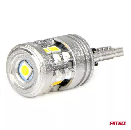 AMIO ΛΑΜΠΑΚΙΑ LED T10 W5W 12/24V LED 6x3020+1x3030SMD STANDARD ΛΕΥΚΑ ΑΜΙΟ - 2 ΤΕΜ. 03718/AM 