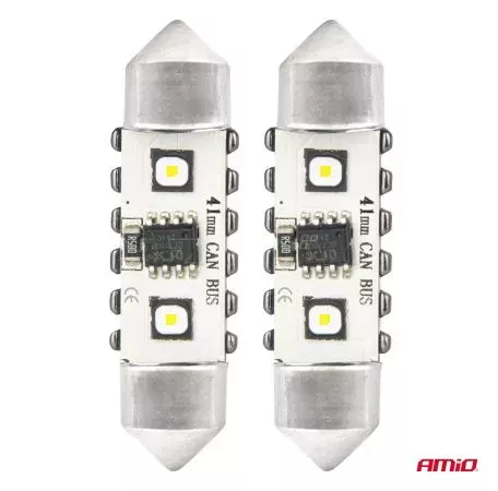 AMIO ΛΑΜΠΑΚΙΑ ΠΛΑΦΟΝΙΕΡΑΣ 41mm 12/24V C5W 5500K 12xSMD 3838 CAN-BUS FESTOON (ΛΕΥΚΟ) ΑΜΙΟ - 2 ΤΕΜ. 04250/AM 