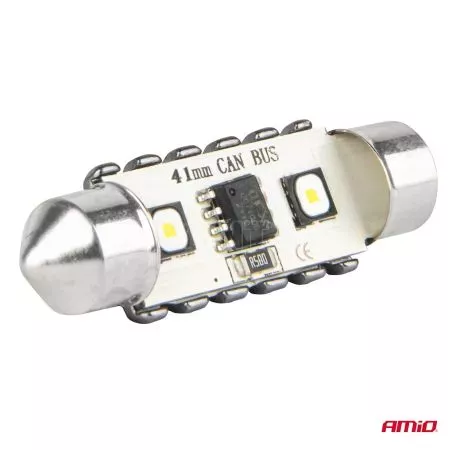 AMIO ΛΑΜΠΑΚΙΑ ΠΛΑΦΟΝΙΕΡΑΣ 41mm 12/24V C5W 5500K 12xSMD 3838 CAN-BUS FESTOON (ΛΕΥΚΟ) ΑΜΙΟ - 2 ΤΕΜ. 04250/AM 