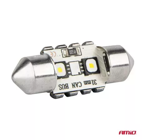 AMIO ΛΑΜΠΑΚΙΑ ΠΛΑΦΟΝΙΕΡΑΣ 31mm 12/24V C5W 5500K 12xSMD 3838 CAN-BUS FESTOON (ΛΕΥΚΟ) ΑΜΙΟ - 2 ΤΕΜ. 04247/AM 