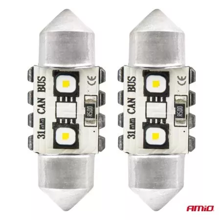 AMIO ΛΑΜΠΑΚΙΑ ΠΛΑΦΟΝΙΕΡΑΣ 31mm 12/24V C5W 5500K 12xSMD 3838 CAN-BUS FESTOON (ΛΕΥΚΟ) ΑΜΙΟ - 2 ΤΕΜ. 04247/AM 