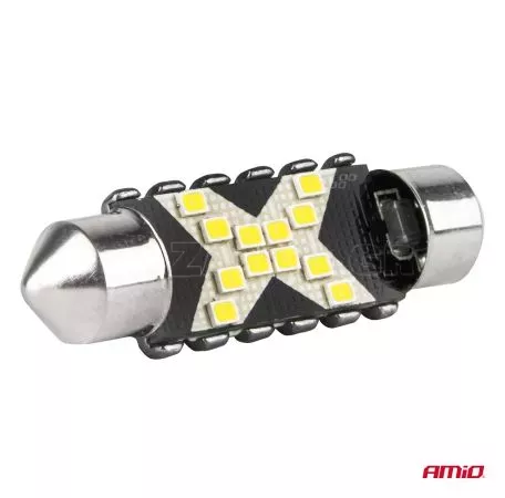 AMIO ΛΑΜΠΑΚΙΑ ΠΛΑΦΟΝΙΕΡΑΣ 39mm 12/24V C5W 5500K 12xSMD 2016 CAN-BUS FESTOON (ΛΕΥΚΟ) ΑΜΙΟ - 2 ΤΕΜ. 04237/AM 