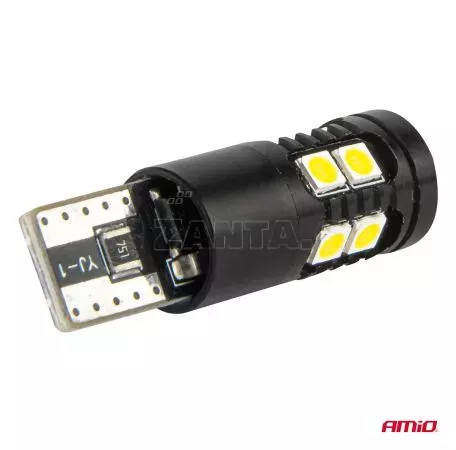 AMIO ΛΑΜΠΑΚΙΑ T10 W5W 12V/24V LED CAN-BUS 13xSMD 3030 ΛΕΥΚΟ 5500K ΑΜΙΟ - 2 ΤΕΜ. 04259/AM 