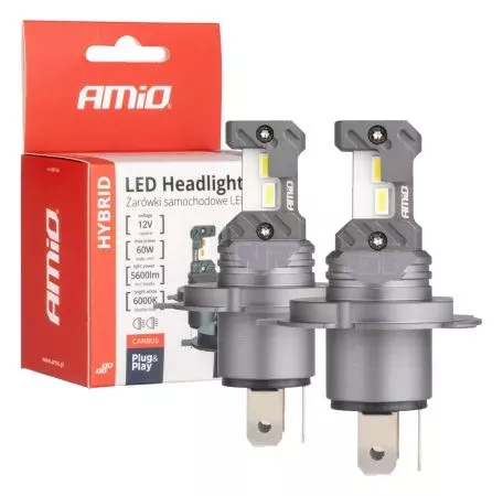 AMIO ΛΑΜΠΕΣ LED H4 12V 60W 6.000K 5.600lm +400% LED CAN-BUS HYBRID SERIES AMIO - 2 ΤΕΜ. 04114/AM 