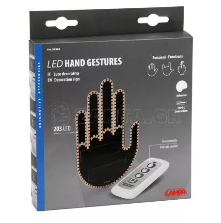 Lampa ΔΙΑΚΟΣΜΗΤΙΚΟ ΠΑΝΕΛ ΧΕΙΡΟΝΟΜΙΕΣ LED HAND GESTURES 203 LED SMD ΜΕ ΤΗΛΕΧΕΙΡΙΣΤΗΡΙΟ 150x98mm LAMPA - 1 ΤΕΜ. L9698.3 