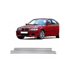 BMW ΣΕΙΡΑ 3 E46 SEDAN 19982005 - TRIM ΠΑΡΑΘΥΡΩΝ (ΑΝΟΞΕΙΔΩΤΟ ΑΤΣΑΛΙ / ΧΡΩΜΙΟ)  S-DIZAYN - 4 TEM. 