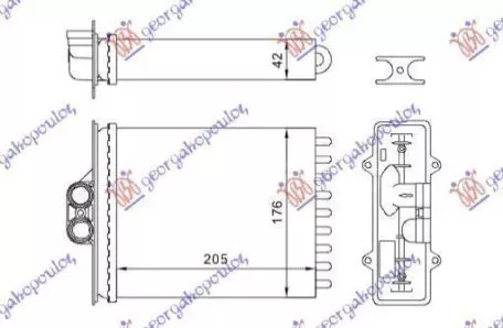 Ψυγείο Καλοριφέρ (Με Ίσια Πτερύγια) (Με A/C) (20.5x17.6) (Σωλήνες Δίπλα) Saab 9-5 2005-2010 