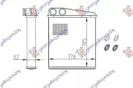 Ψυγείο Καλοριφέρ (Brazed) (Με/Χωρίς A/C) (18.5x17.6) (Τύπου Valeo) VW Tiguan 2007-2011 