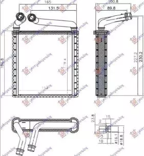 Ψυγείο Καλοριφέρ (Brazed) (15.3x18x2.6) (Τύπου Denso) VW Tiguan 2007-2011 