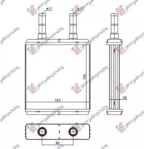 Ψυγείο Καλοριφέρ (Brazed) (Με/Χωρίς A/C) (16.5x16.3) Hyundai Getz 2002-2005 