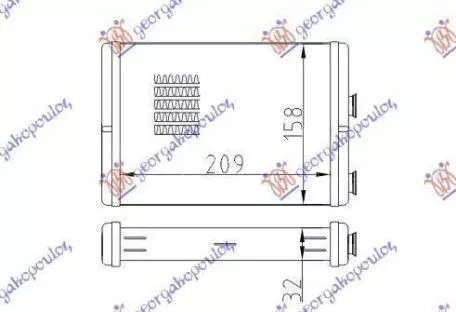 Ψυγείο Καλοριφέρ (Brazed) (Με/Χωρίς A/C) (20.9x15.8) (Τύπου Magneti Marelli) Lancia Ypsilon 2003-2011 