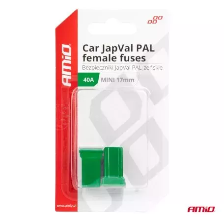 AMIO ΑΣΦΑΛΕΙΕΣ JapVal PAL ΜΙΝΙ 17mm ΘΗΛΥΚΕΣ 40A ΣΕ ΠΡΑΣΙΝΟ ΧΡΩΜΑ AMIO - 2 Τεμ. 03445/AM 