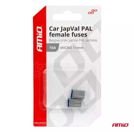 AMIO ΑΣΦΑΛΕΙΕΣ JapVal PAL ΜICRO 11mm ΘΗΛΥΚΕΣ 15A ΣΕ ΓΚΡΙ ΧΡΩΜΑ AMIO - 2 Τεμ. 03457/AM 