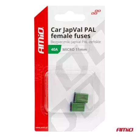 AMIO ΑΣΦΑΛΕΙΕΣ JapVal PAL ΜICRO 11mm ΘΗΛΥΚΕΣ 40A ΣΕ ΠΡΑΣΙΝΟ ΧΡΩΜΑ AMIO - 2 Τεμ. 03461/AM 