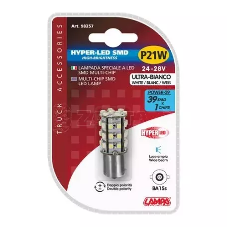 Lampa Λαμπάκι P21W 24/28V BA15s Hyper-Led39 Λευκό 1 τεμ. L9825.7 