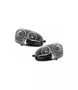 Μπροστινά Φανάρια Set Για Vw Golf V (5) 03-08 Projectors GTI / R32 Look Μαύρα H7/H7 Με Μοτέρ & E-Mark 