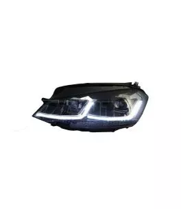 Μπροστινά Φανάρια Set Για Vw Golf VII (7) 12-17  Look 7.5 GTI Μαύρα/ Ασημί Γραμμή H7 Με Μοτέρ Carner 