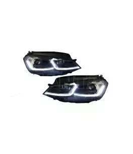 Μπροστινά Φανάρια Set Για Vw Golf VII (7) 12-17  Look 7.5 GTI Μαύρα/ Ασημί Γραμμή H7 Με Μοτέρ Carner 