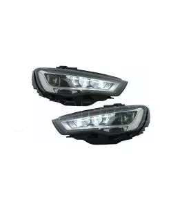 Μπροστινά Φανάρια Set Για Audi A3 8V 12-16 DRL Full Led & Led Signal Μαύρα  Με Μοτέρ Carner 