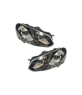 Μπροστινά Φανάρια Set Για Vw Golf VI (6) 08-12 DRL GTI /R20 Look Μαύρα H7/H7 Με Μοτέρ Carner 