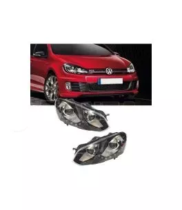 Μπροστινά Φανάρια Set Για Vw Golf VI (6) 08-12 DRL GTI /R20 Look Μαύρα H7/H7 Με Μοτέρ Carner 