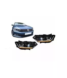 Μπροστινά Φανάρια Set Για Vw Passat B8 15+ DRL Led Matrix & Led Signal Dynamic R-Line Look Full Led Με Μοτέρ Carner 