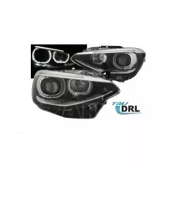 Μπροστινά Φανάρια Set Για Bmw 1 F20 / F21 11-14 LED Angel Eyes Μαύρα H7 Με Μοτέρ Depo 