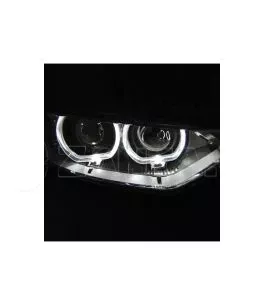 Μπροστινά Φανάρια Set Για Bmw 3 F30/F31 11-15 Led Angel Eyes Μαύρα H7/H7 Με Μοτέρ Depo 