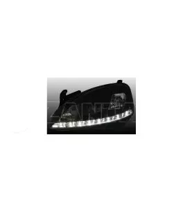 Φανάρια εμπρός led για Opel Corsa C (2001-2006) - μαύρα , με λάμπες (Η1) - σετ 2τμχ. 